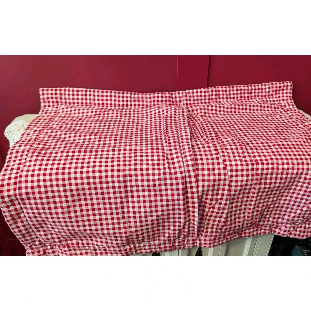 pair of 2 Quilted patchwork shams red checkered standard Cotton pillow cases